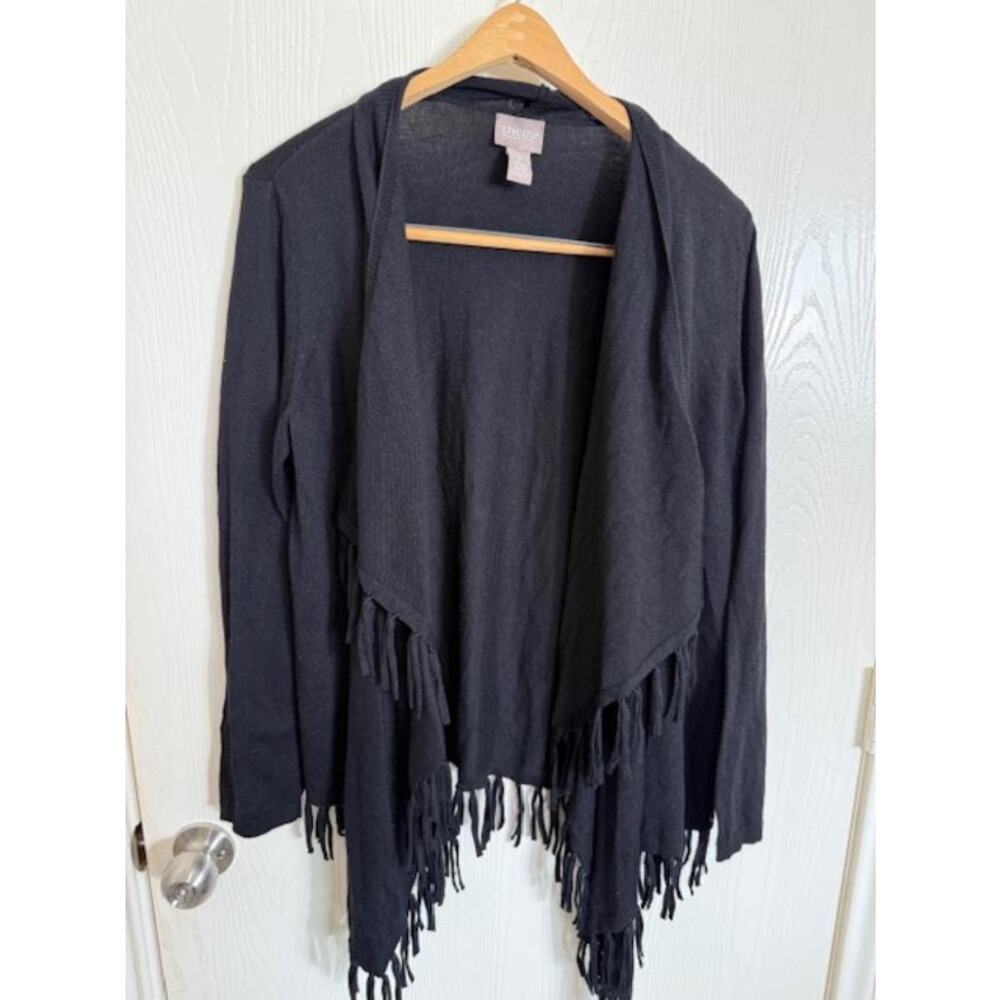 Chico's Fringe Open-Front Cardigan-L